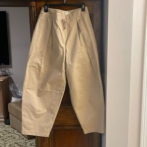 Anthropologie Exquise Khaki Pleated Barrel Pants NWT $180